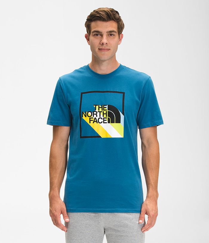 Camiseta The North Face Hombre Manga Corta Shadow Box - Colombia IWTVFQ590 - Azules